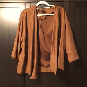 Suede 3/4 Sleeved Jacket - Mid Length - ZARA